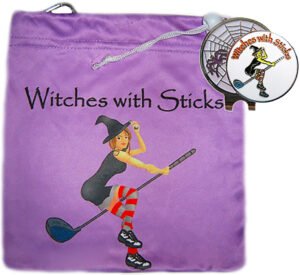 Witches With Sticks Golf Tee Bag and Ball Marker Bundle