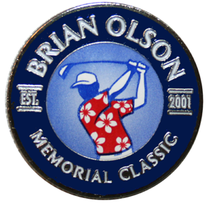 Custom Golf Ball Markers Dark Blue Rim, Metal Materials. Golfer on The Front