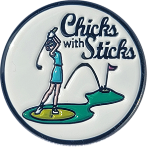 Custom Golf Ball Markers White and blue with female golfer