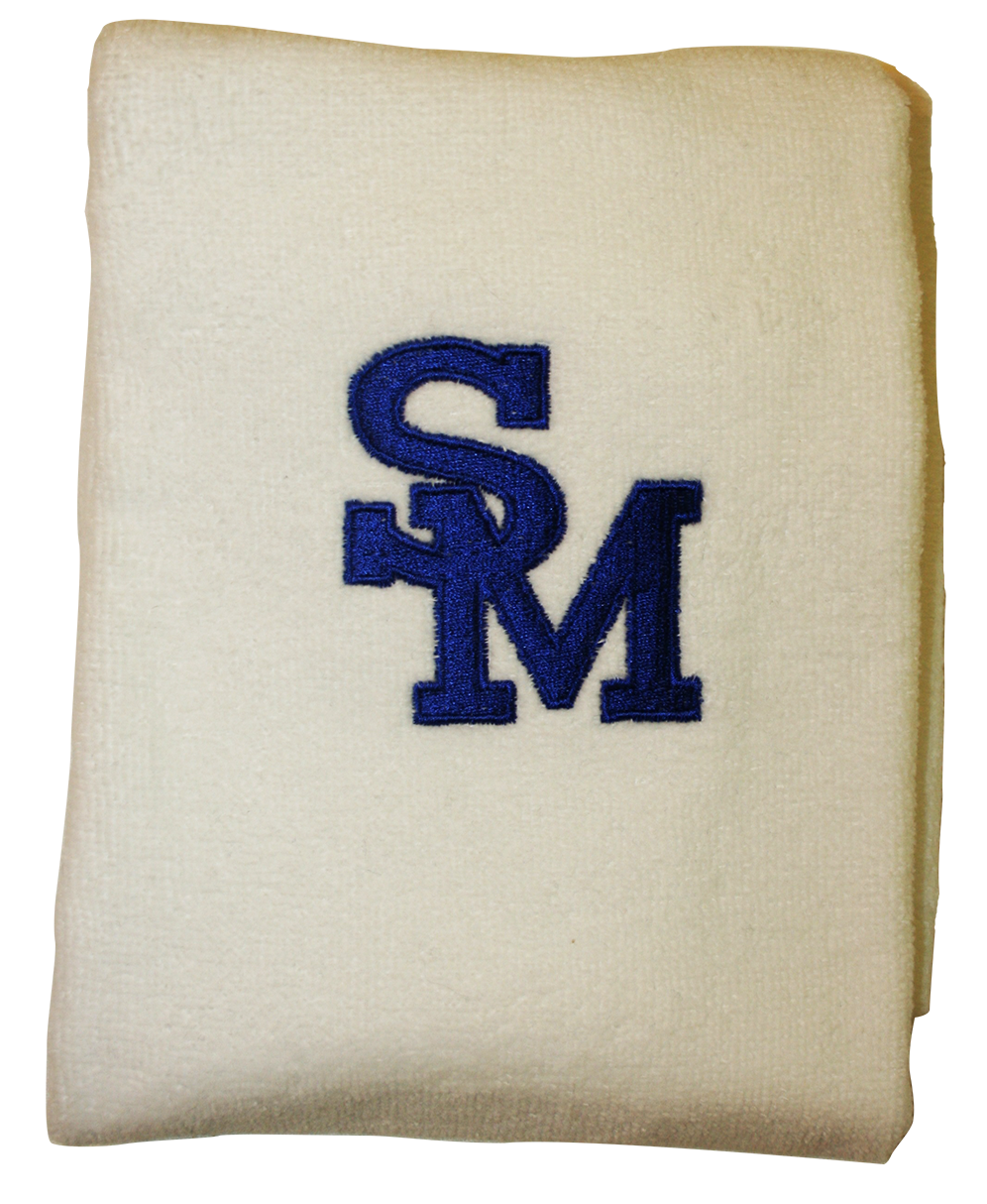 Custom Golf Towel With Blue Embroidered Lettering