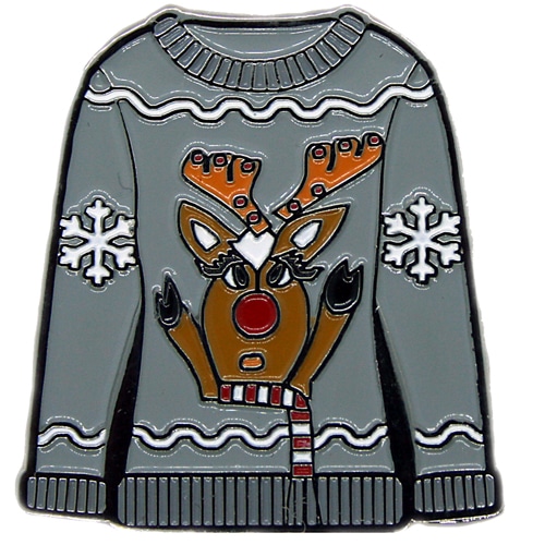 Rudolph Ugly Sweater Golf Ball Marker