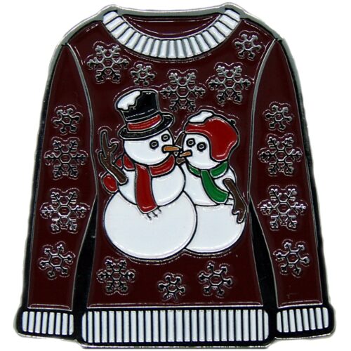 Snow Couple Ugly Sweater Golf Ball Marker