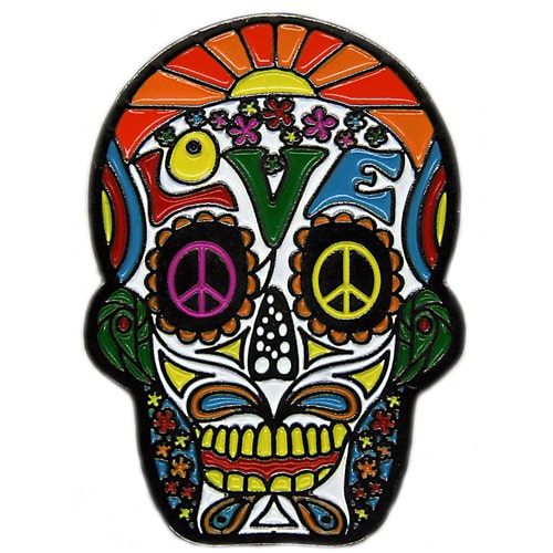 Love & Peace Dia de los Muertos Golf Ball Marker