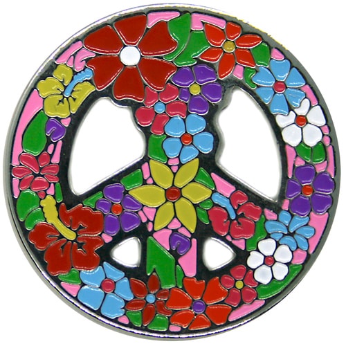 Flower Power Peace Love Golf Ball Marker