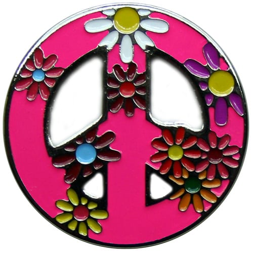 Peace Love Golf Bright Pink Ball Marker