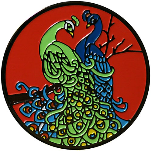 Peacock Love (Orange) Golf Ball Marker