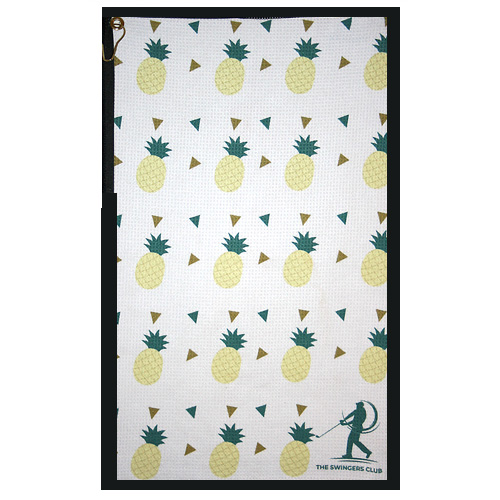 Swingers Club Pineapple Print Waffle Weave Custom Golf Towel