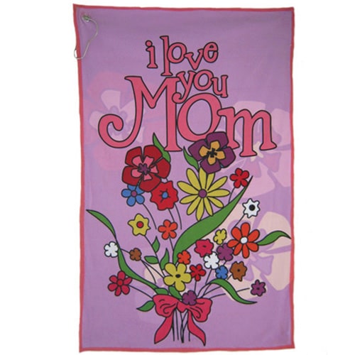 I Love Mom Fleece Golf Towel