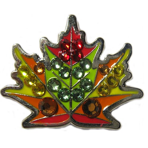 Autumn Leaf with crystals ball marker