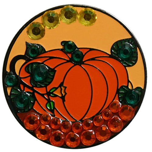 Swarovski Harvest Pumpkin golf ball marker and matching hat clip