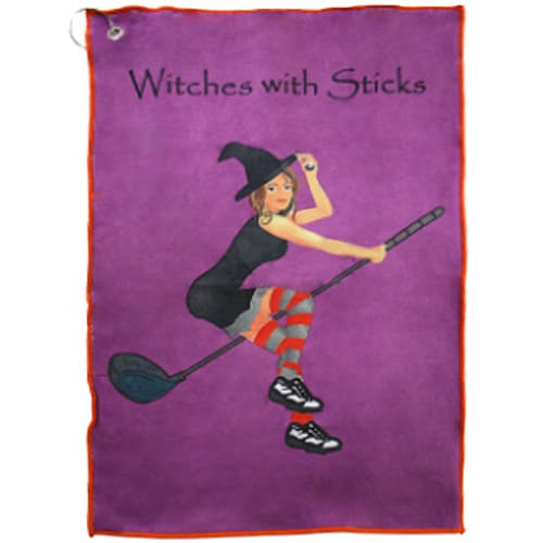 Witches with Sticks soft fleece golf towel