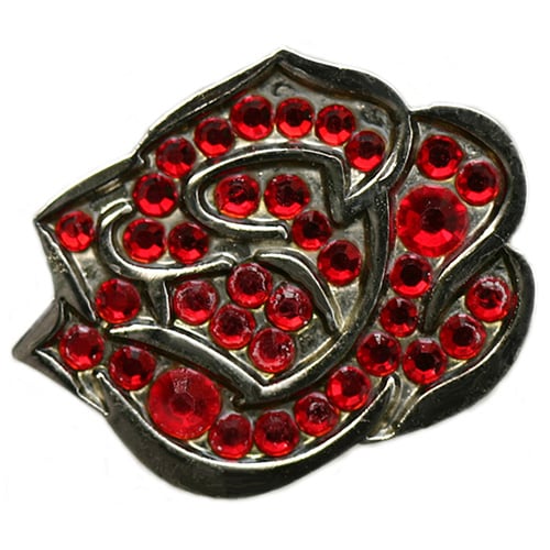 Red Rose golf ball marker with crystals