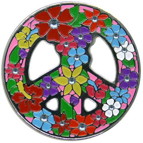 Swarovski Peace Love Golf Flower Power golf ball marker