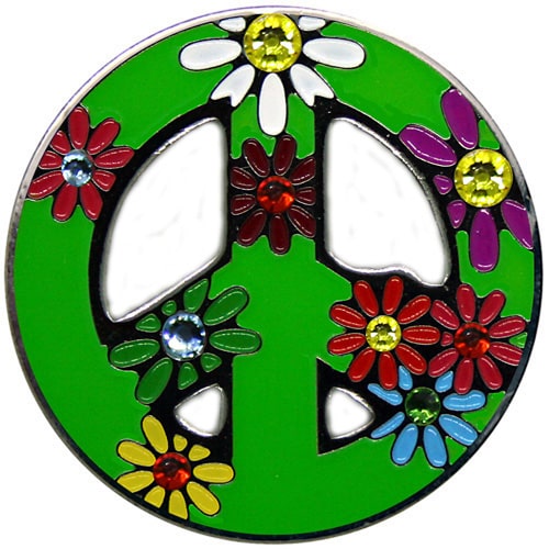 Peace Love Golf Bright Green ball marker