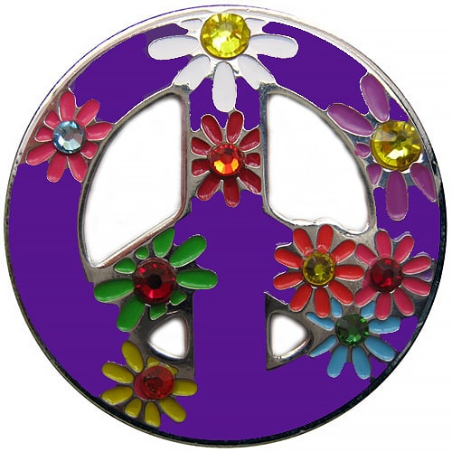 Swarovski Peace Love Golf Dark Purple ball marker