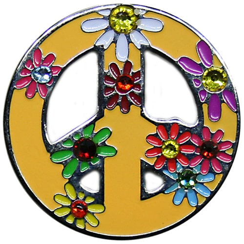 Swarovski Peace Love Golf Goldenrod ball marker