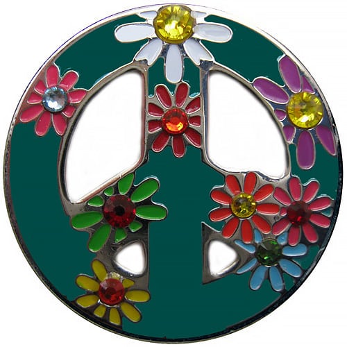 Swarovski Peace Love Golf Teal ball marker