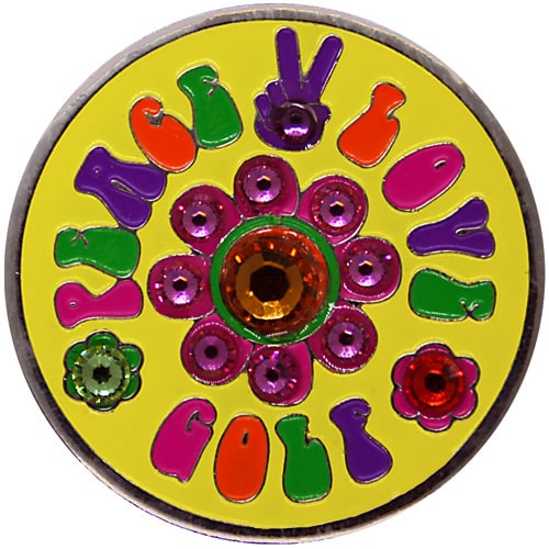 Swarovski Peace Love Golf Yellow golf ball marker