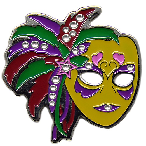 Swarovski Shaped Gold Mardi Gras Mask ball marker