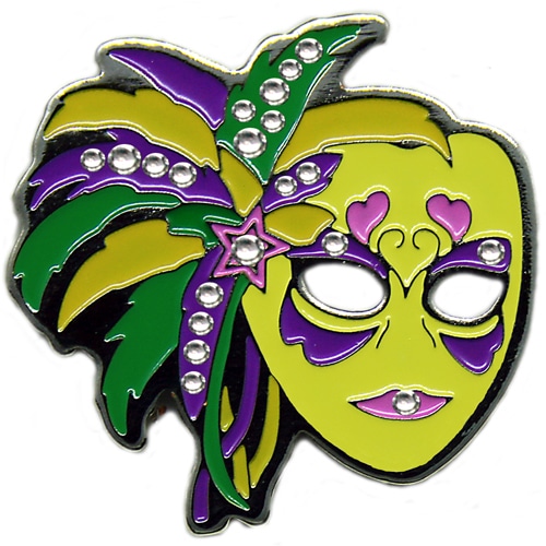 Swarovski yellow Mardi Gras mask ball marker