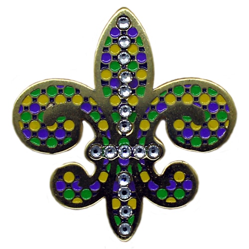 Swarovski Shaped Fleur de lis with clear crystals ball marker