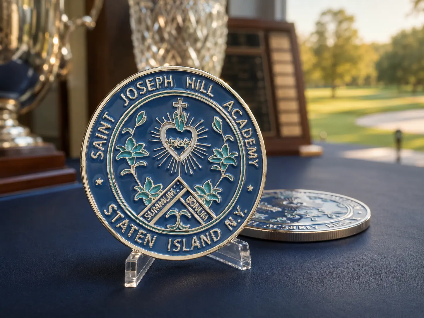 Custom metal challenge coins designed for golf tournaments and organizations